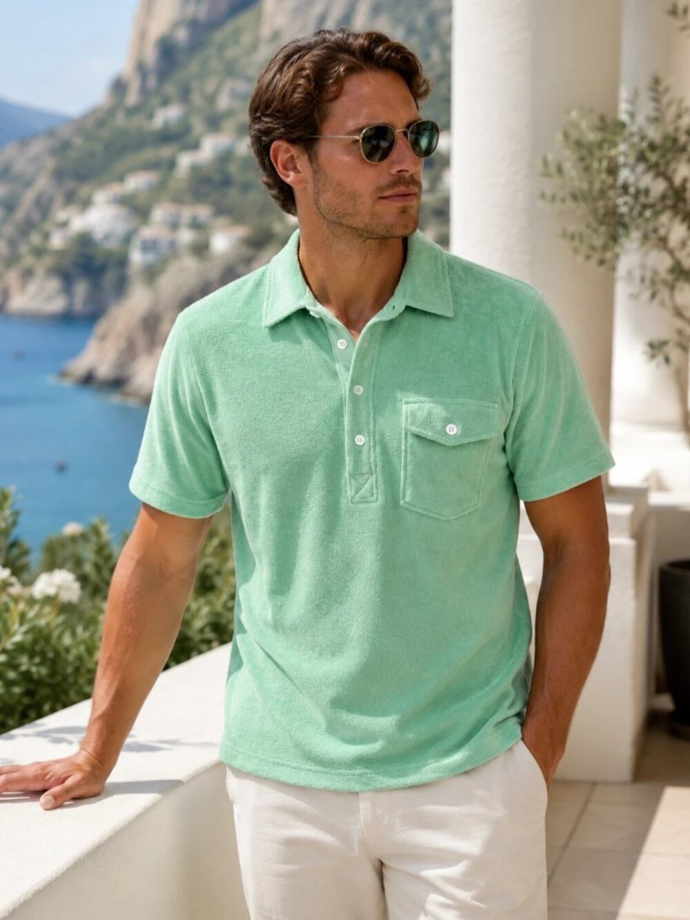 Criquet Terrycloth Players Men's Polo T-Shirt Collar Short Sleeve XL 290501